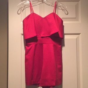 L.O.A. Red Romper Bright Cherry Red/Flounce Top-S-